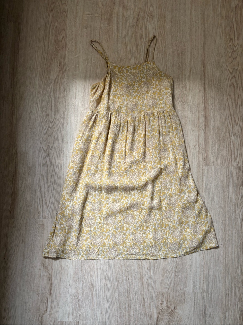 Bzees Yellow Floral Mini Sundress with Spaghetti Straps